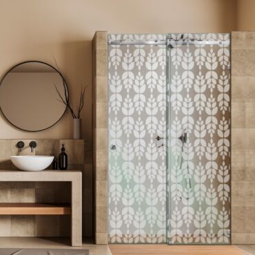 Frameless Sliding Glass Shower Door with Frosted Design FSGS - 0386