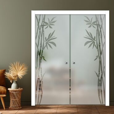 Double Pocket Sliding Glass Door with Frosted Design PSGD-0883