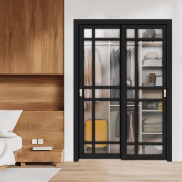 3 Panel Bypass Sliding Closet Door with Frosted, Clear or Textured Glass Insert LFCT-1870