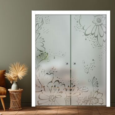 Double Pocket Sliding Glass Door with Frosted Design PSGD-0884