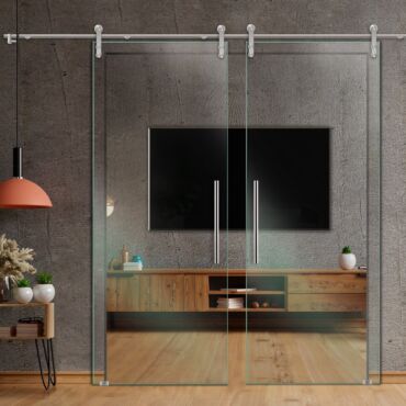 Double Sliding Barn Glass Door