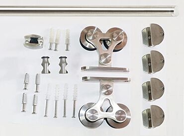 Durable Stainless Steel Barn Door Hardware Set with Wooden Features SH-SS-0149