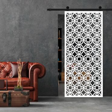 Sliding Barn Door With Wooden Design & Glass Insert Options SBDW - 0676