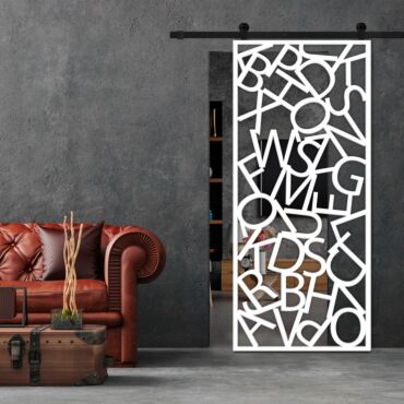 Sliding Barn Door With Wooden Design & Glass Insert Options SBDW - 0677