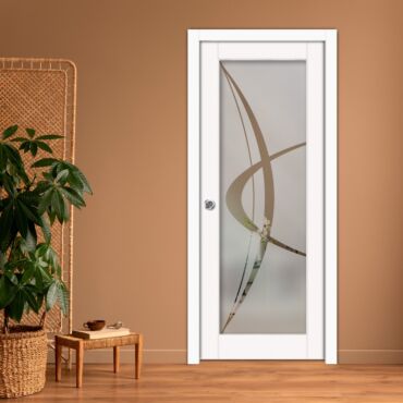 Sliding Pocket Wood Door with Glass Insert PWGD-0785