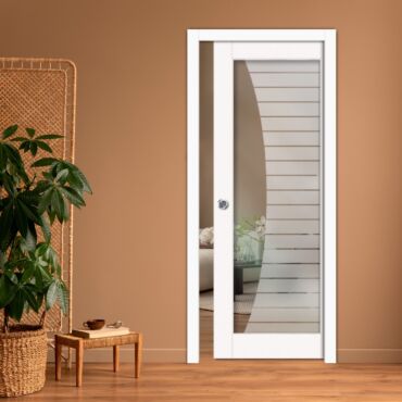 Sliding Pocket Wood Door with Glass Insert PWGD-0786