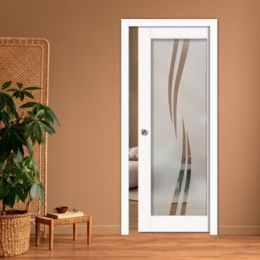 Sliding Pocket Wood Door with Glass Insert PWGD-0790