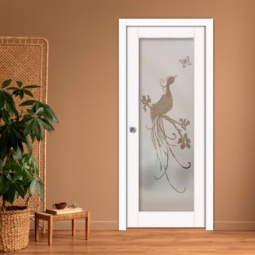 Sliding Pocket Wood Door with Glass Insert PWGD-0795