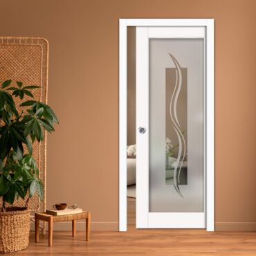 Sliding Pocket Wood Door with Glass Insert PWGD-0800