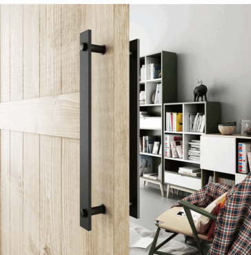 Sleek Black Steel Grip for Timber Doors