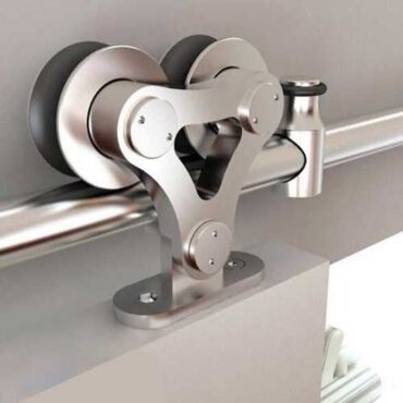 Durable Stainless Steel Barn Door Hardware Set with Wooden Features SH-SS-0149