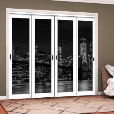 4 Leaf Handcrafted Bypass Sliding Closet Door Digital Printing HSSB- 2051