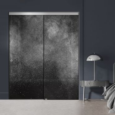 Frameless 2 Leaf Sliding Closet Bypass Digital Printing Glass Door with Hardware CGD - 2130