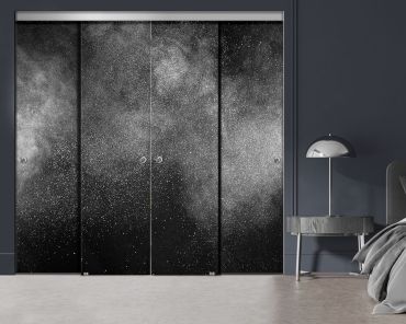 4 Panel Frameless Closet Glass Sliding Bypass Door With Digital Printing FSG4 - 2180