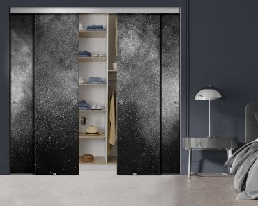 4 Panel Frameless Closet Glass Sliding Bypass Door With Digital Printing FSG4 - 2180