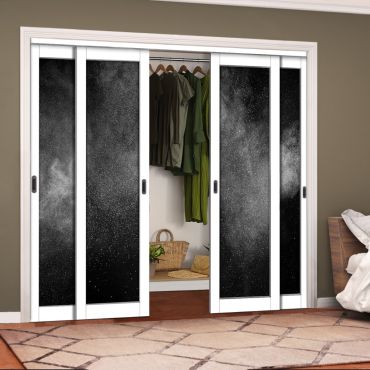 4 Leaf Handcrafted Bypass Sliding Closet Door Digital Printing HSSB- 2059