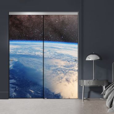 Frameless 2 Leaf Sliding Closet Bypass Digital Printing Glass Door with Hardware CGD - 2131