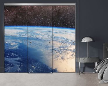 3 Panel Frameless Closet Glass Sliding Digital Printing Bypass Door FSG3-2156