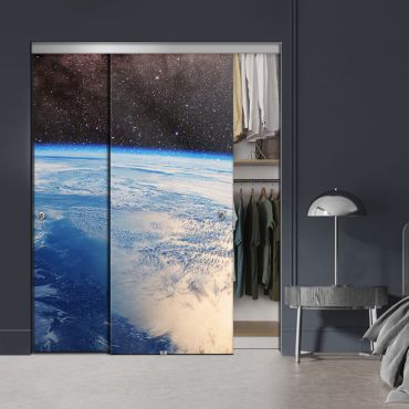 Frameless 2 Leaf Sliding Closet Bypass Digital Printing Glass Door with Hardware CGD - 2131