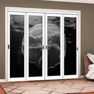 4 Leaf Handcrafted Bypass Sliding Closet Door Digital Printing HSSB- 2061