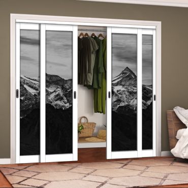 4 Leaf Handcrafted Bypass Sliding Closet Door Digital Printing HSSB- 2064