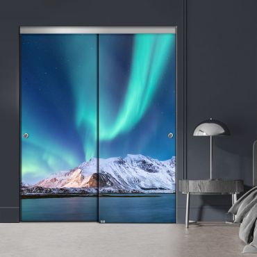 Frameless 2 Leaf Sliding Closet Bypass Digital Printing Glass Door with Hardware CGD - 2136