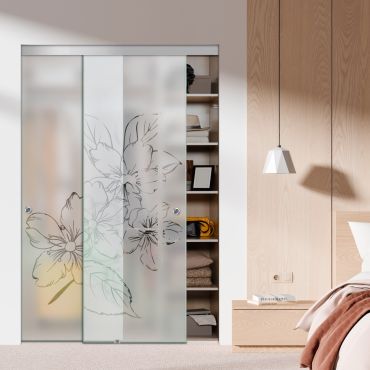 Frameless 2 Leaf Sliding Closet Bypass Glass Door with Hardware CGD - 1509