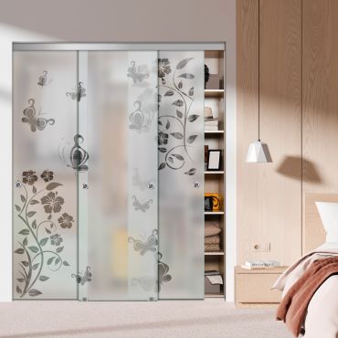 3 Panel Frameless Closet Glass Sliding Bypass Door Fsg3-1540