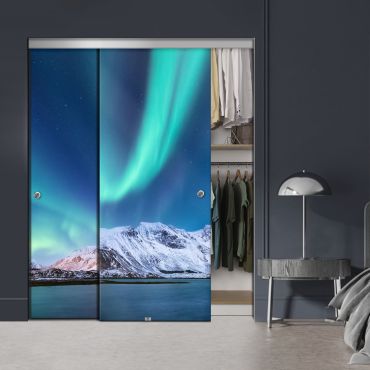 Frameless 2 Leaf Sliding Closet Bypass Digital Printing Glass Door with Hardware CGD - 2136