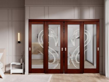 4 Leaf Premium Line Bypass Sliding Closet Door with Mirror Insert & Frosted Design SCD-1635