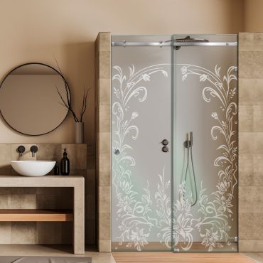 Frameless Sliding Glass Shower Door with Frosted Design FSGS - 2262
