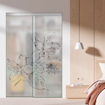 Frameless 2 Leaf Sliding Closet Bypass Glass Door with Hardware CGD - 1509