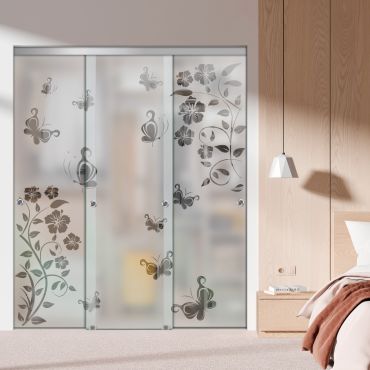 3 Panel Frameless Closet Glass Sliding Bypass Door Fsg3-1539