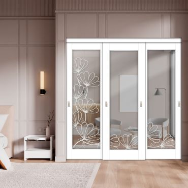 3 Leaf Premium Line Bypass Sliding Closet Door with Mirror Insert SD-1616