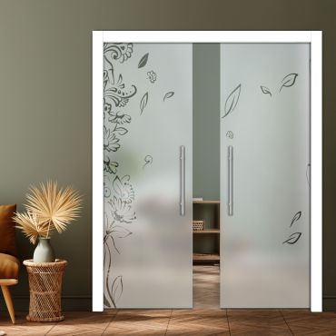 Double Pocket Sliding Glass Door with Frosted Design PSGD-0886
