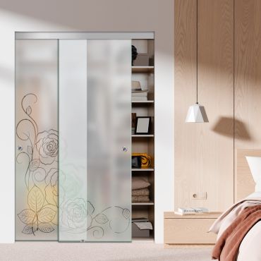 Frameless 2 Leaf Sliding Closet Bypass Glass Door with Hardware CGD - 1510