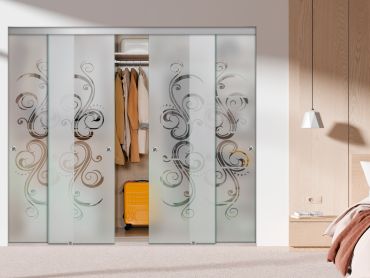 4 Panel Frameless Closet Glass Sliding Bypass Door Fsg4-1569