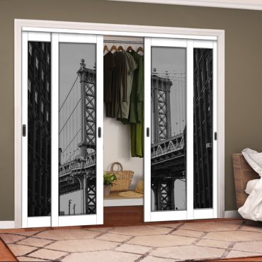 4 Leaf Handcrafted Bypass Sliding Closet Door Digital Printing HSSB- 2066