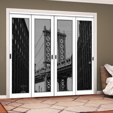 4 Leaf Handcrafted Bypass Sliding Closet Door Digital Printing HSSB- 2066