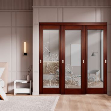 3 Leaf Premium Line Bypass Sliding Closet Door with Mirror Insert SD-1617