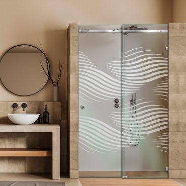 Frameless Sliding Glass Shower Door with Frosted Design FSGS - 0312