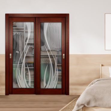 2 Leaf Premium Line Bypass Sliding Closet Door with Hardware & Frosted SD - 1648