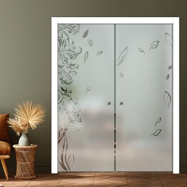 Double Pocket Sliding Glass Door with Frosted Design PSGD-0886