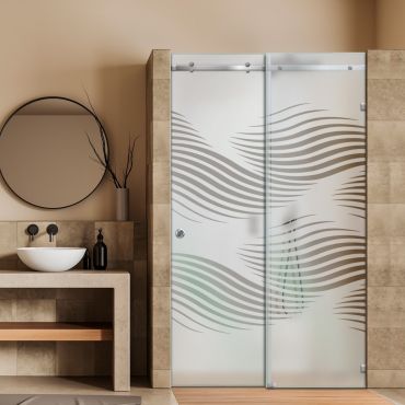 Frameless Sliding Glass Shower Door with Frosted Design FSGS - 0312