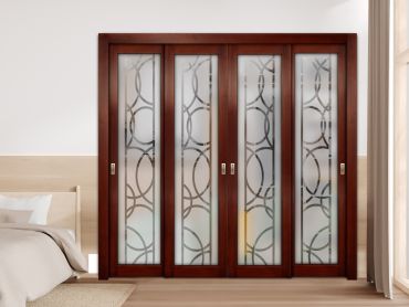 4 Leaf Premium Line Bypass Sliding Closet Door with Glass Insert & Frosted Design PBSW-1713