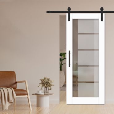 1 Lite Sliding Barn Door with Glass Insert WGD - 1310