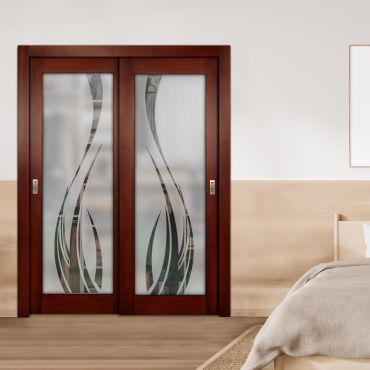 2 Leaf Premium Line Bypass Sliding Closet Door with Hardware & Frosted SD - 1648