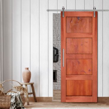 Wire Brushed Pattern Wood Vertical Line Sliding Barn Door WD - 1471