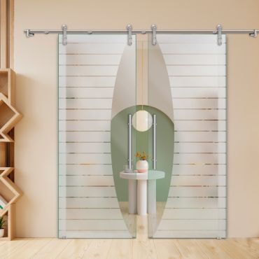 Double Sliding Barn Glass Door ALU100 ASB2-1994
