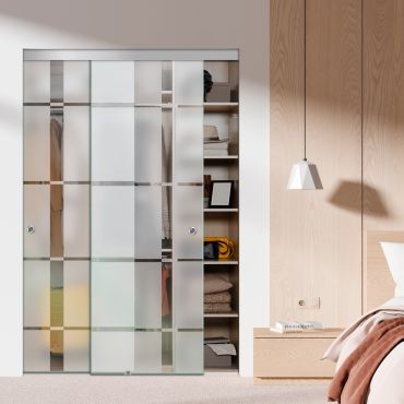 Frameless 2 Leaf Sliding Closet Bypass Glass Door with Hardware CGD - 1511